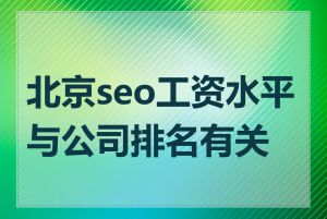 北京seo工资水平与公司排名有关吗