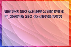 如何评估 SEO 优化服务公司的专业水平_如何判断 SEO 优化服务是否有效果