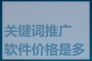 关键词推广软件价格是多少