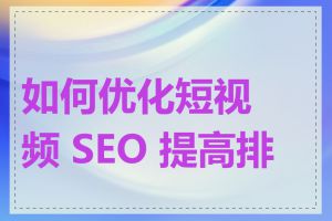 如何优化短视频 SEO 提高排名