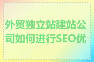 外贸独立站建站公司如何进行SEO优化