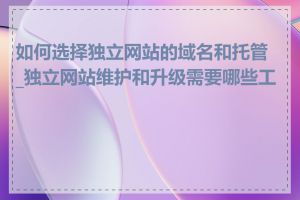 如何选择独立网站的域名和托管_独立网站维护和升级需要哪些工作