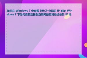 如何在 Windows 7 中查看 DHCP 分配的 IP 地址_Windows 7 下如何查看连接到当前网络的其他设备的 IP 地址