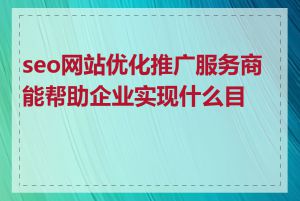 seo网站优化推广服务商能帮助企业实现什么目标