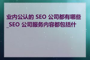 业内公认的 SEO 公司都有哪些_SEO 公司服务内容都包括什么