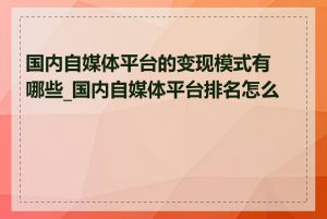 国内自媒体平台的变现模式有哪些_国内自媒体平台排名怎么样