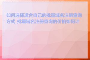 如何选择适合自己的批量域名注册查询方式_批量域名注册查询的价格如何计算