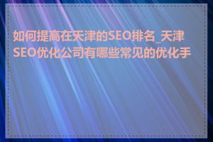 如何提高在天津的SEO排名_天津SEO优化公司有哪些常见的优化手段