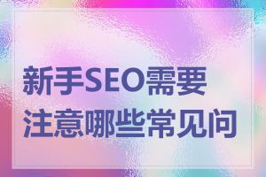 新手SEO需要注意哪些常见问题