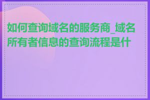 如何查询域名的服务商_域名所有者信息的查询流程是什么