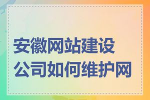 安徽网站建设公司如何维护网站