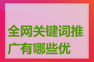 全网关键词推广有哪些优势