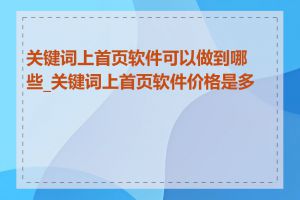 关键词上首页软件可以做到哪些_关键词上首页软件价格是多少