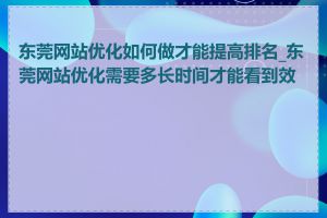 东莞网站优化如何做才能提高排名_东莞网站优化需要多长时间才能看到效果