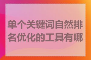 单个关键词自然排名优化的工具有哪些