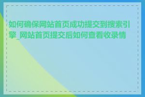 如何确保网站首页成功提交到搜索引擎_网站首页提交后如何查看收录情况