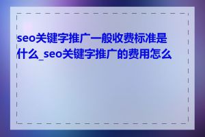 seo关键字推广一般收费标准是什么_seo关键字推广的费用怎么定