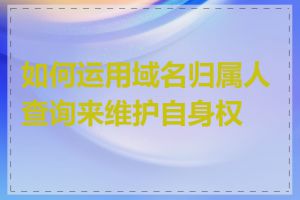 如何运用域名归属人查询来维护自身权益