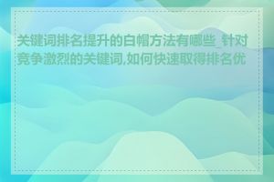 关键词排名提升的白帽方法有哪些_针对竞争激烈的关键词,如何快速取得排名优势