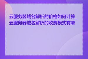 云服务器域名解析的价格如何计算_云服务器域名解析的收费模式有哪些