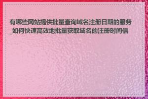 有哪些网站提供批量查询域名注册日期的服务_如何快速高效地批量获取域名的注册时间信息