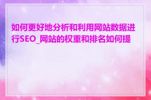 如何更好地分析和利用网站数据进行SEO_网站的权重和排名如何提高