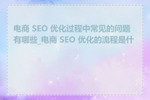 电商 SEO 优化过程中常见的问题有哪些_电商 SEO 优化的流程是什么