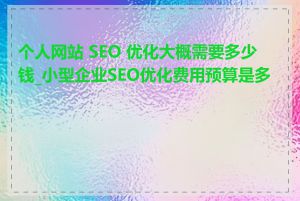 个人网站 SEO 优化大概需要多少钱_小型企业SEO优化费用预算是多少