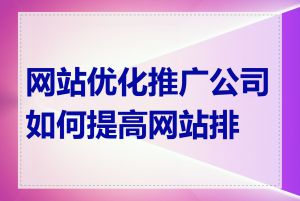 网站优化推广公司如何提高网站排名