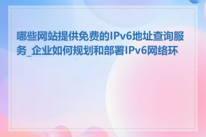 哪些网站提供免费的IPv6地址查询服务_企业如何规划和部署IPv6网络环境