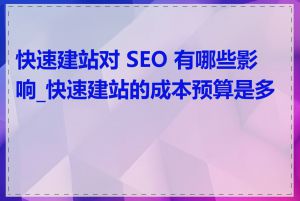 快速建站对 SEO 有哪些影响_快速建站的成本预算是多少