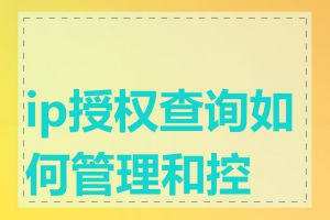 ip授权查询如何管理和控制