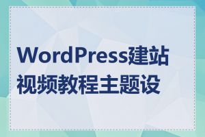 WordPress建站视频教程主题设置