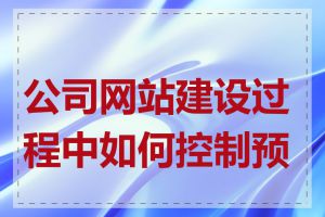 公司网站建设过程中如何控制预算