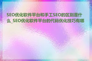 SEO优化软件平台和手工SEO的区别是什么_SEO优化软件平台的代码优化技巧有哪些