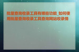 批量查询收录工具有哪些功能_如何使用批量查询收录工具查询网站收录情况