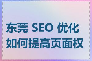 东莞 SEO 优化如何提高页面权重