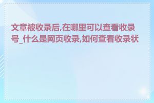 文章被收录后,在哪里可以查看收录号_什么是网页收录,如何查看收录状态