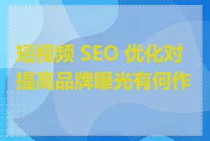 短视频 SEO 优化对提高品牌曝光有何作用