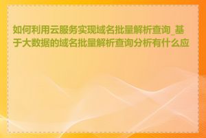 如何利用云服务实现域名批量解析查询_基于大数据的域名批量解析查询分析有什么应用