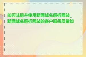 如何注册并使用新网域名解析网站_新网域名解析网站的客户服务质量如何