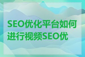 SEO优化平台如何进行视频SEO优化