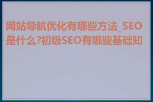 网站导航优化有哪些方法_SEO是什么?初级SEO有哪些基础知识