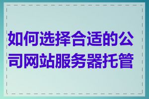 如何选择合适的公司网站服务器托管商