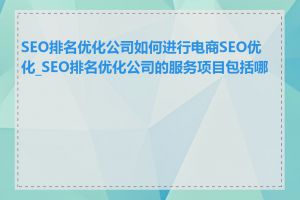 SEO排名优化公司如何进行电商SEO优化_SEO排名优化公司的服务项目包括哪些