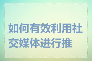 如何有效利用社交媒体进行推广