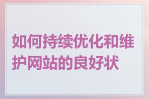 如何持续优化和维护网站的良好状态