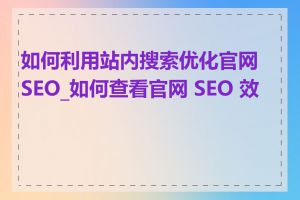 如何利用站内搜索优化官网 SEO_如何查看官网 SEO 效果