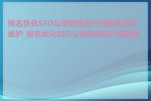 排名优化SEO公司如何进行持续优化和维护_排名优化SEO公司如何进行网站推广