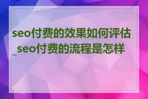 seo付费的效果如何评估_seo付费的流程是怎样的